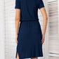 *APP EXCLUSIVE* Round Neck Short Sleeve Slit Dress with Pockets