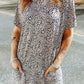 Animal Print Round Neck Tunic Tee with Pockets