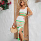 *APP EXCLUSIVE* Striped Cropped Tank and Split Skirt Set