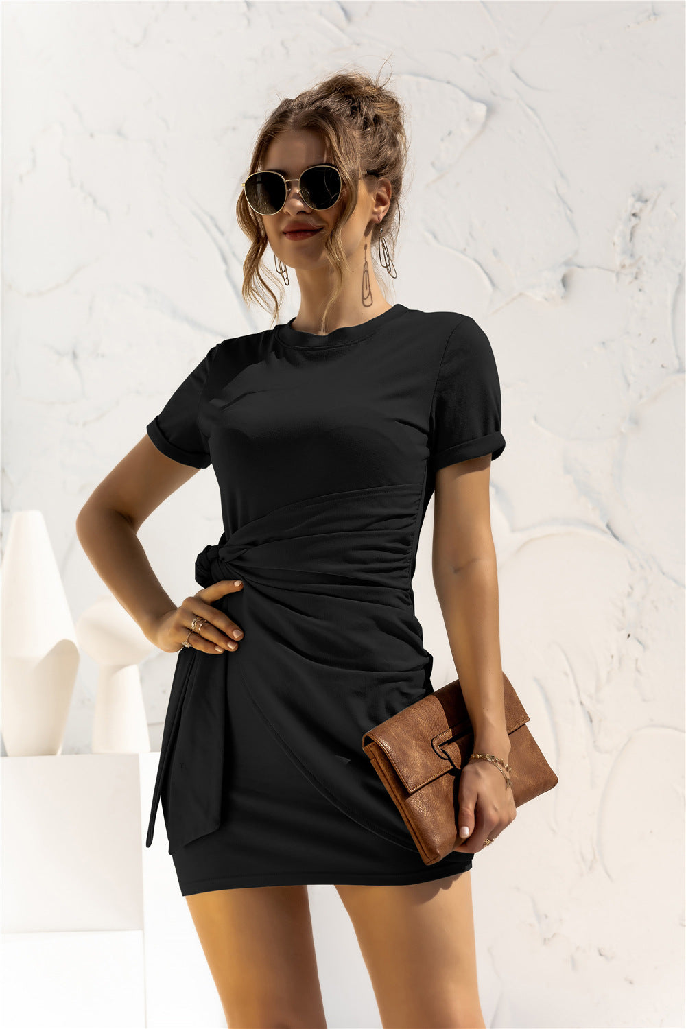 *APP EXCLUSIVE* Cuffed Sleeve Side Tie Dress