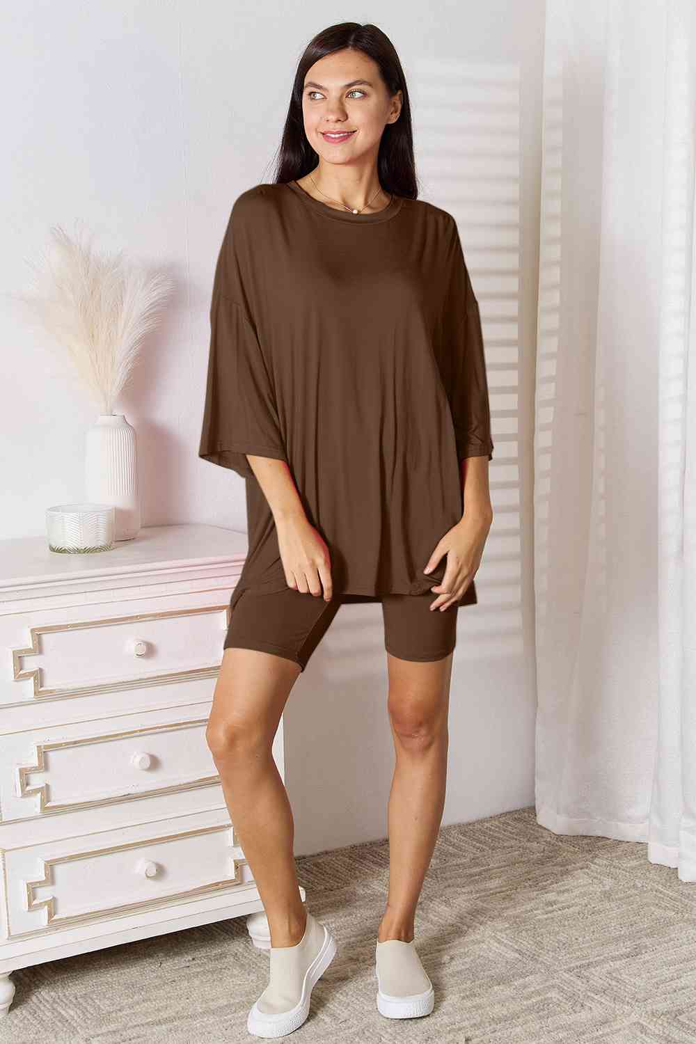 *APP EXCLUSIVE*x Soft Rayon Three-Quarter Sleeve Top and Shorts Set