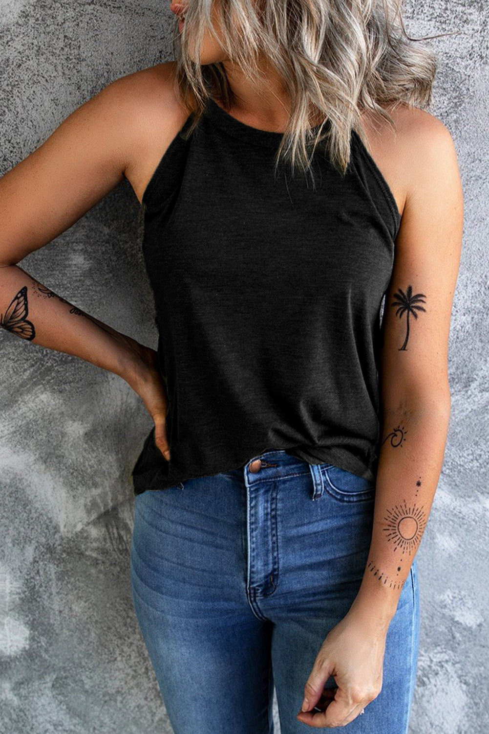 *App Exclusive* Curved Hem Grecian Tank Top