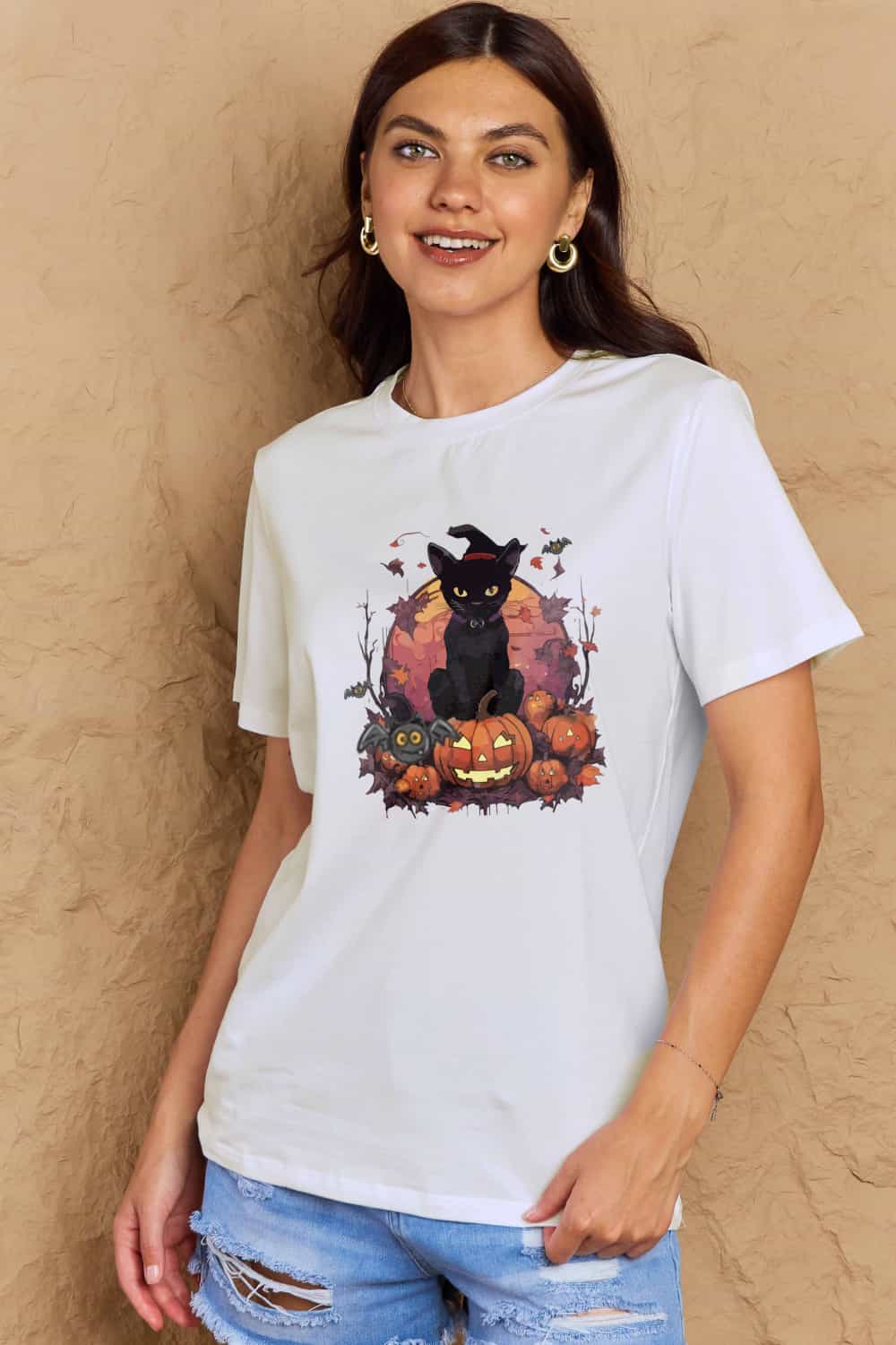 *APP EXCLUSIVE*Black Cat Halloween Graphic Tee