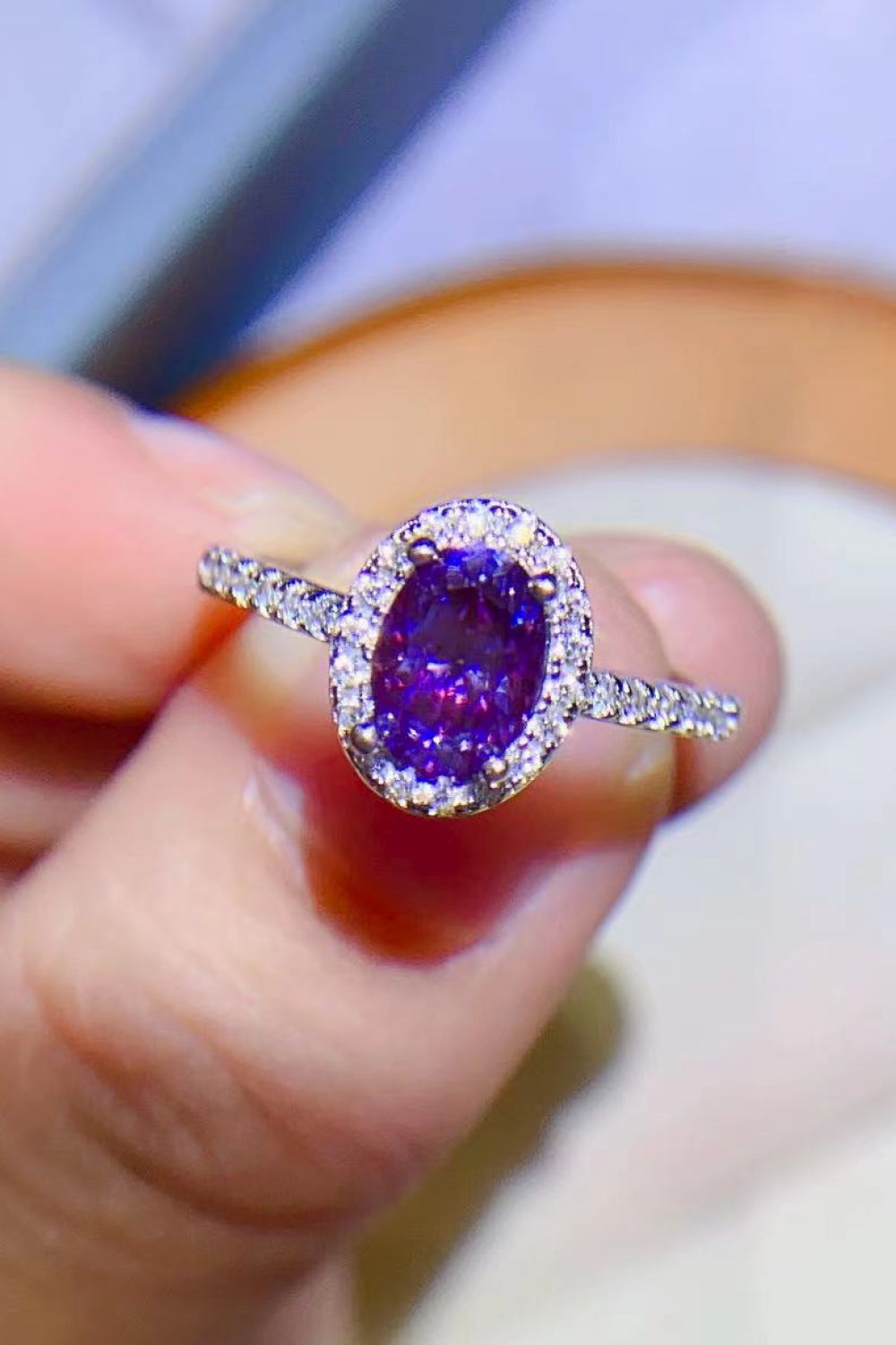 *APP EXCLUSIVE* 925 Sterling Silver 1 Carat Purple Moissanite Ring