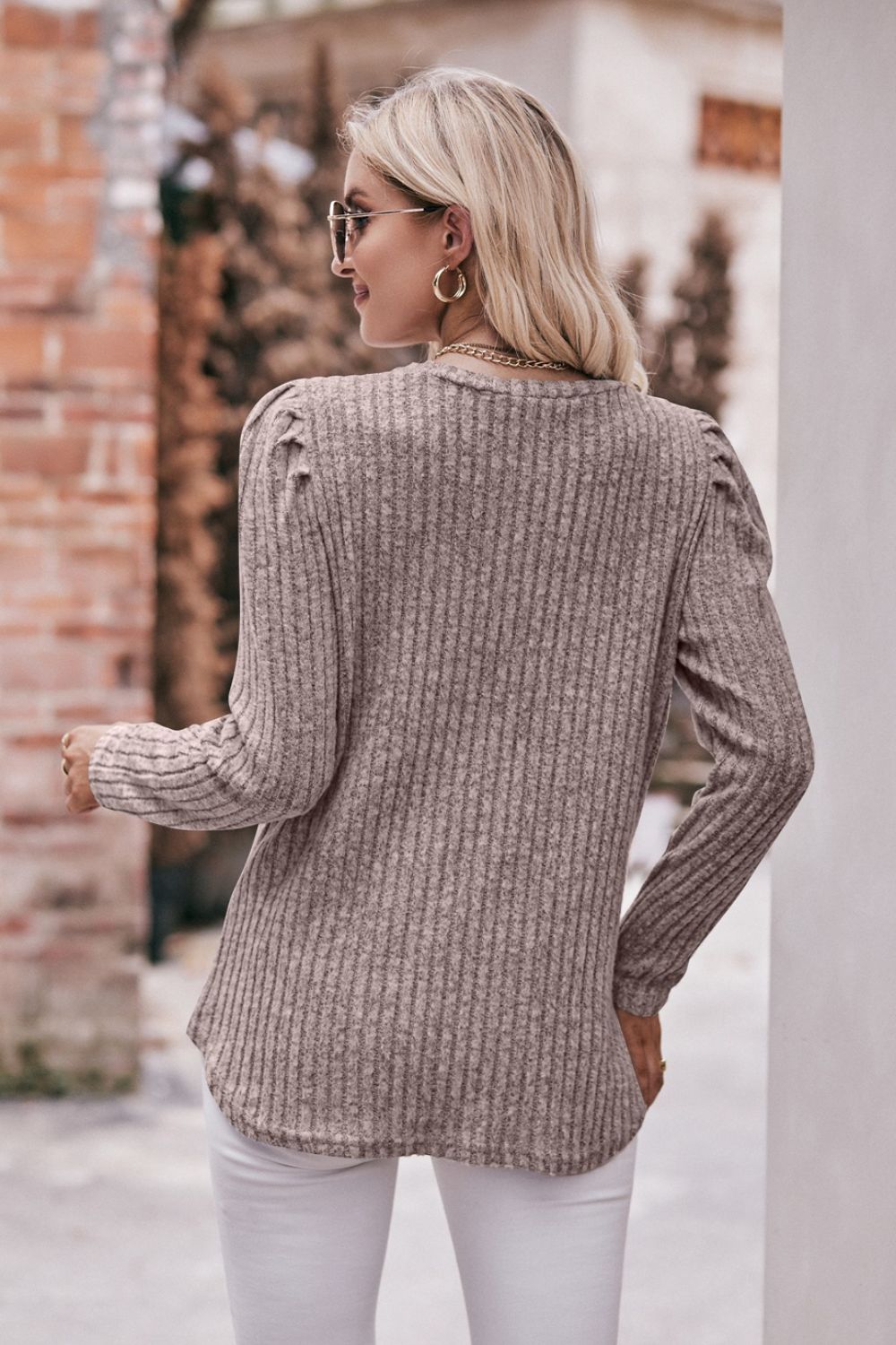 *APP EXCLUSIVE* Puff Sleeve Ribbed Top