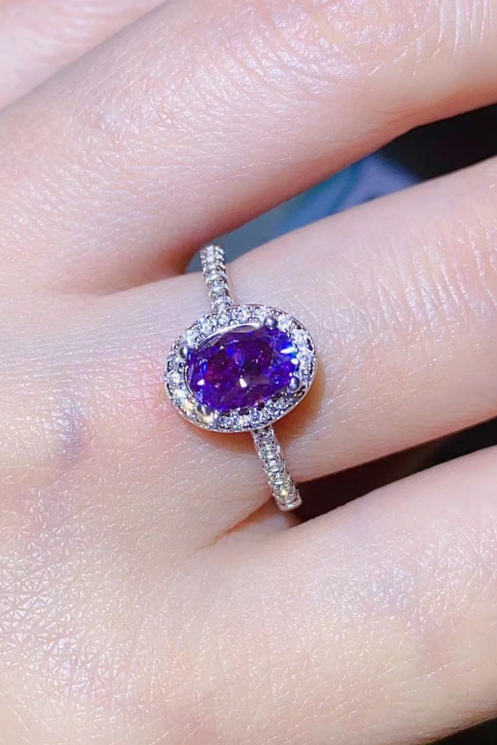 *APP EXCLUSIVE* 925 Sterling Silver 1 Carat Purple Moissanite Ring