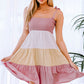 *APP EXCLUSIVE* Colorblock Tie Shoulder Tiered Dress