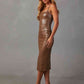 *APP EXCLUSIVE* Faux Leather Bodycon Slit Midi Dress