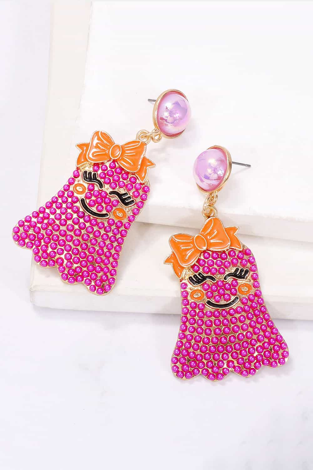 *APP EXCLUSIVE* Smiling Ghost Shape Synthetic Pearl Earrings