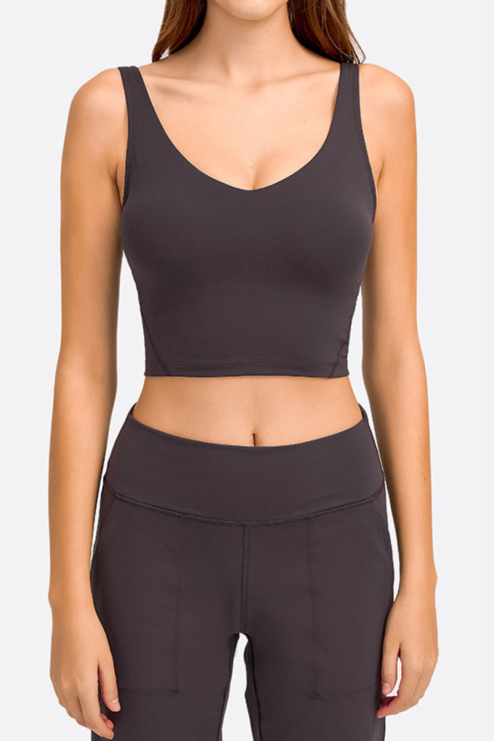 *APP EXCLUSIVE* Deep Vneck Crop Sports Bra