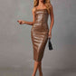 *APP EXCLUSIVE* Faux Leather Bodycon Slit Midi Dress