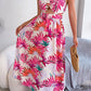 *APP EXCLUSIVE* Botanical Print Tied Backless Cutout Slit Dress