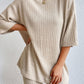 * APP EXCLUSIVE* Round Neck Ribbed Top and Shorts Lounge Set