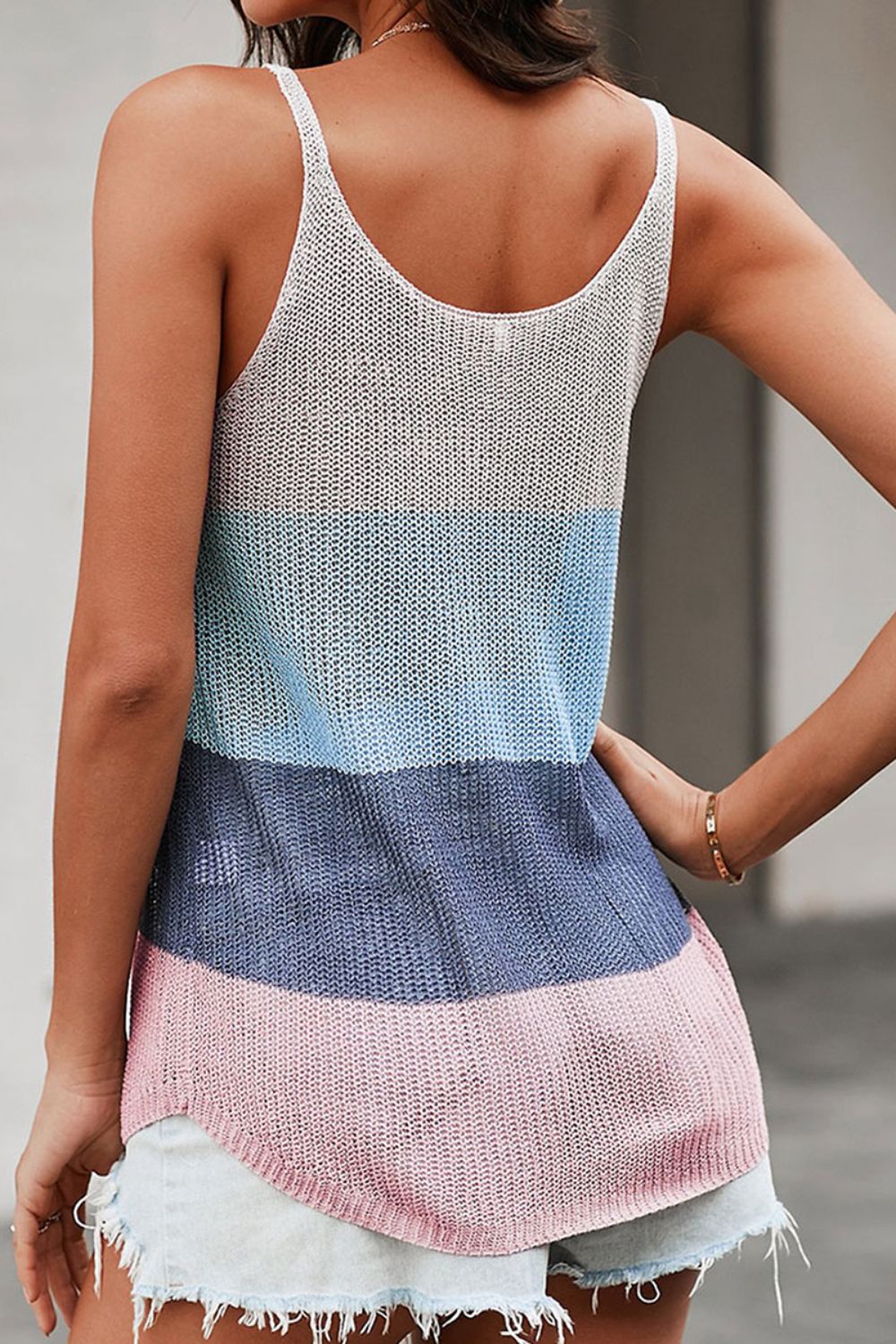 *APP EXCLUSIVE* Color Block Scoop Neck Knit Tank
