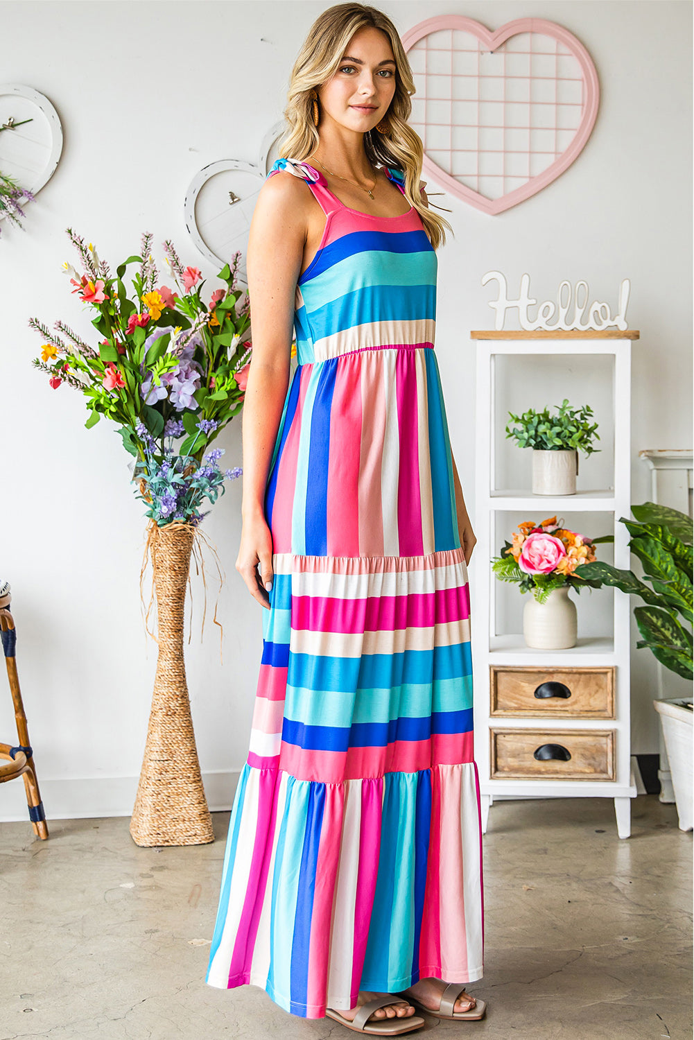 *APP EXCLUSIVE* Striped Sleeveless Maxi Dress