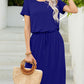 *APP EXCLUSIVE* Round Neck Short Sleeve Slit Dress with Pockets