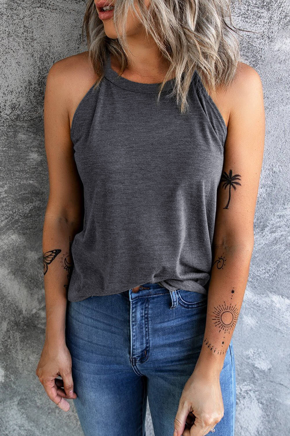 *App Exclusive* Curved Hem Grecian Tank Top