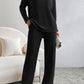 Ribbed V-Neck Top and Pants Lounge Set