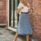 *APP EXCLUSIVE* Button Front A-Line Denim Skirt