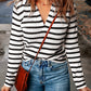 * APP EXCLUSIVE* Striped Collar Long Sleeve Knit Top