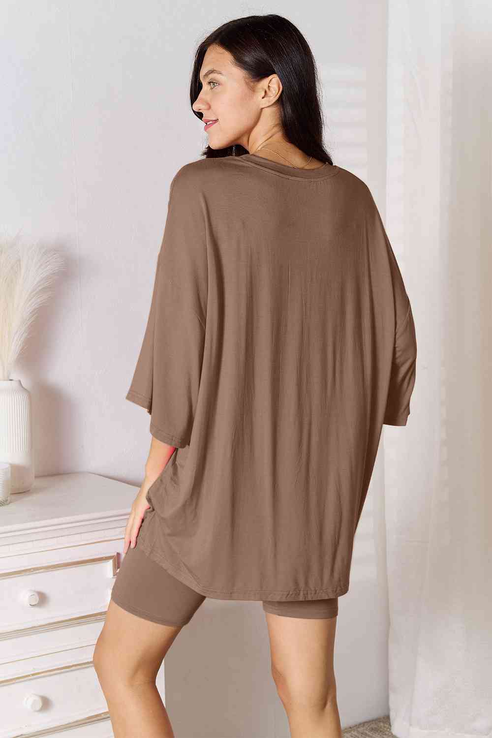 *APP EXCLUSIVE*x Soft Rayon Three-Quarter Sleeve Top and Shorts Set