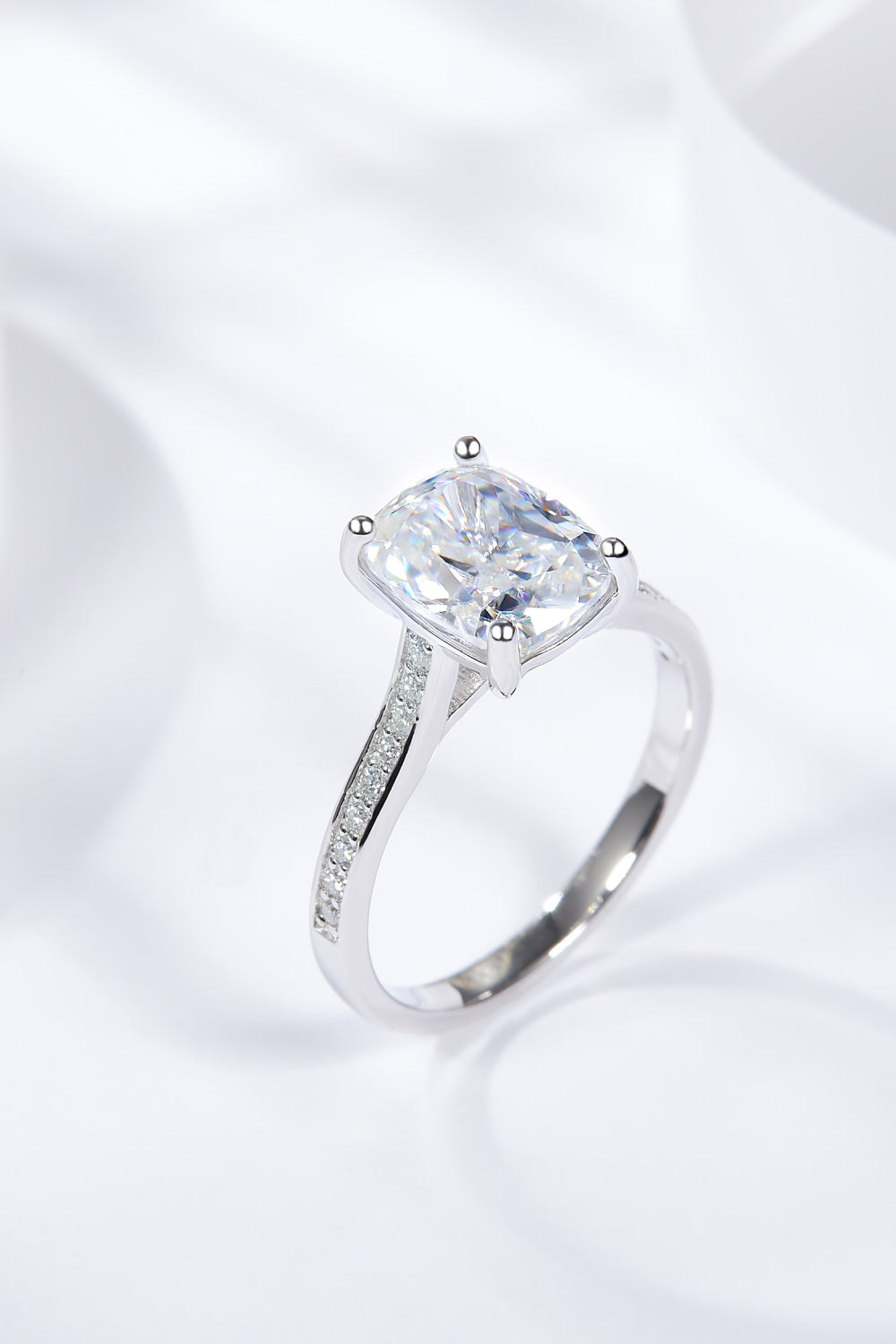 *APP EXCLUSIVE* 3 Carat Moissanite Platinum-Plated Side Stone Ring
