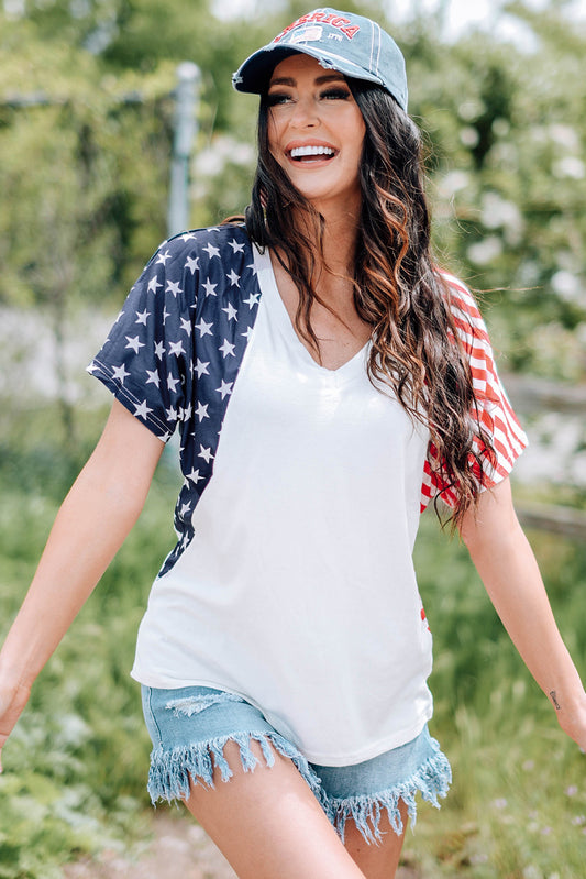 *APP EXCLUSIVE* USA Flag Vneck Tee