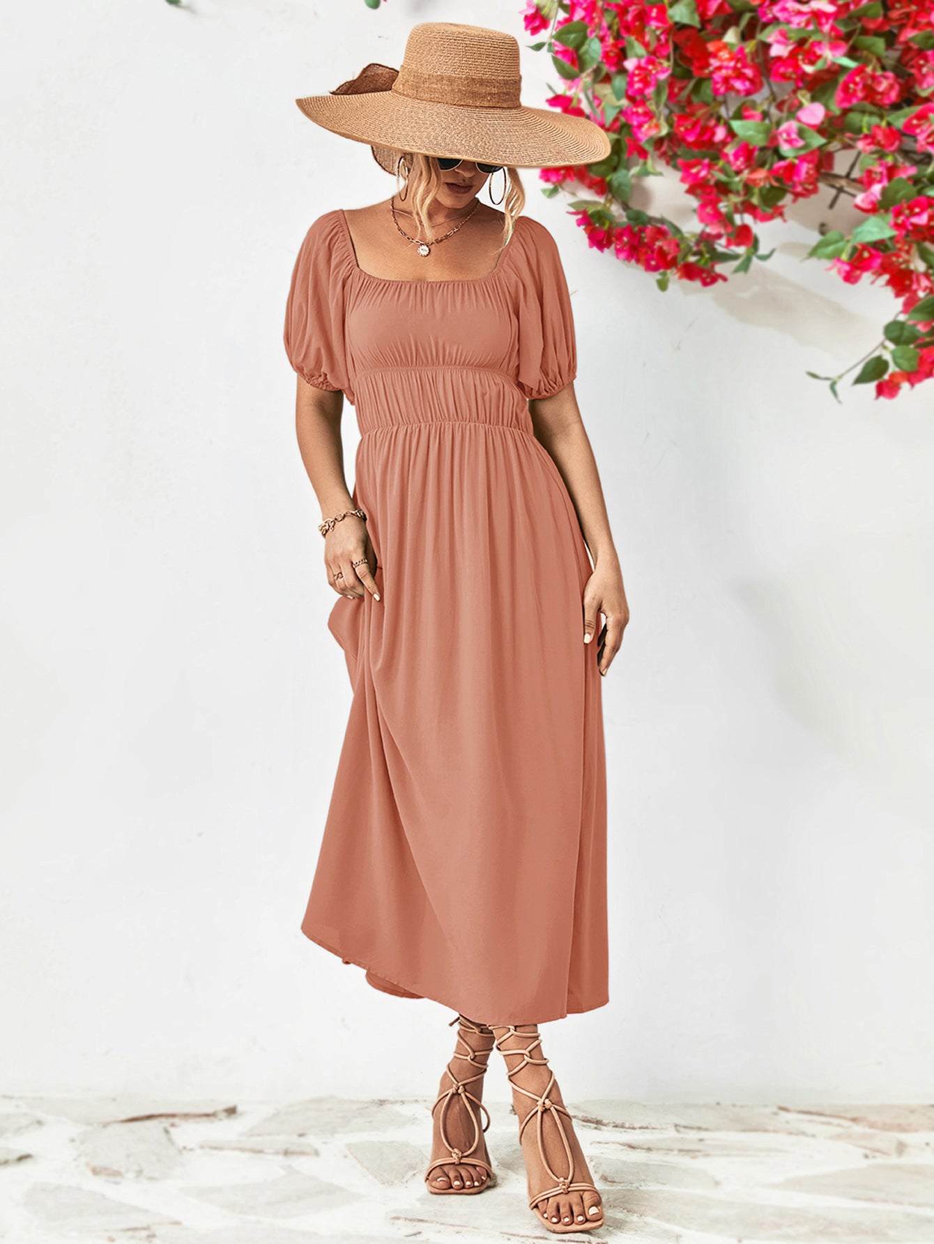 *APP EXCLUSIVE* Off-Shoulder Balloon Sleeve Midi Dress