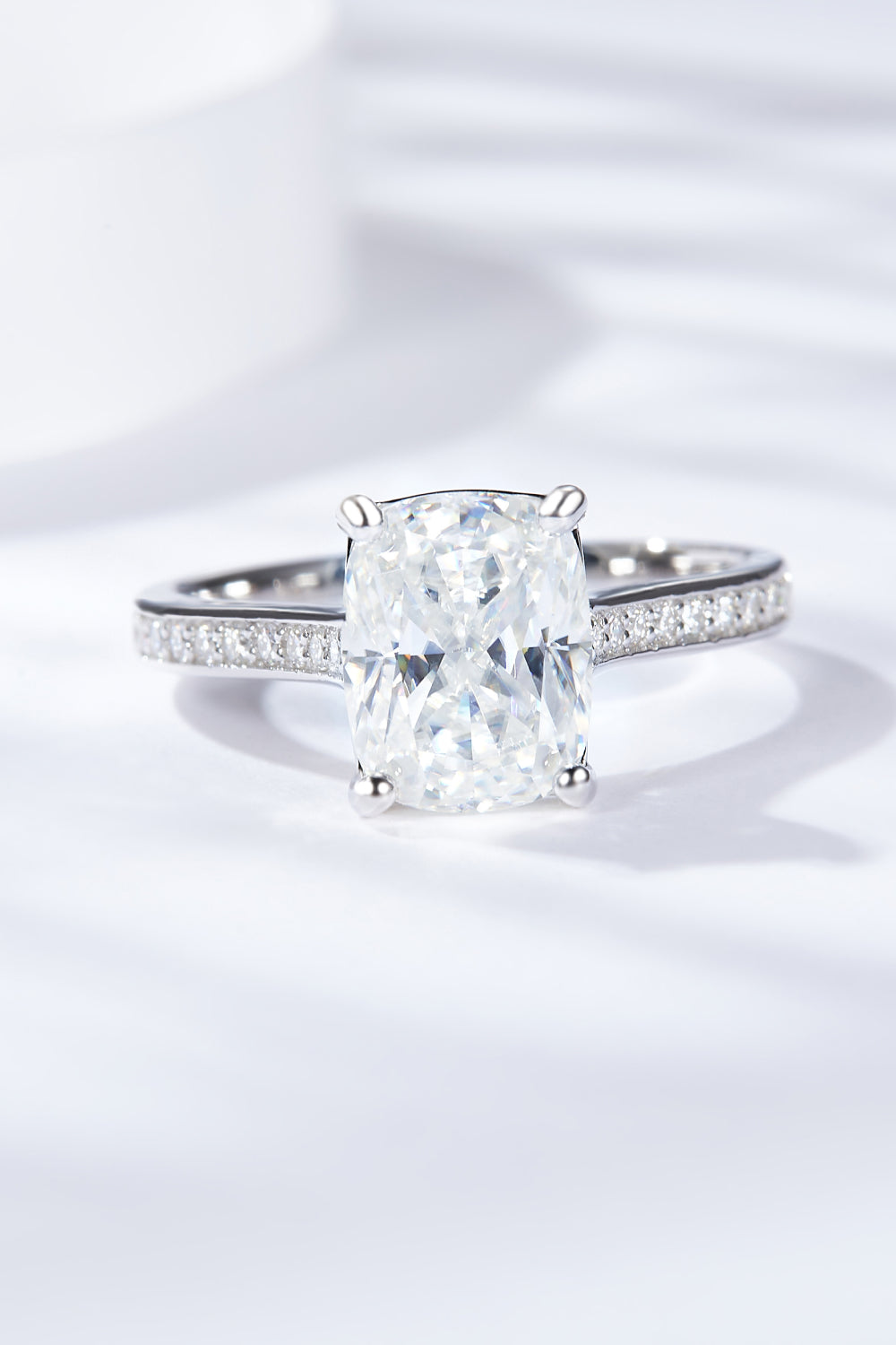 *APP EXCLUSIVE* 3 Carat Moissanite Platinum-Plated Side Stone Ring