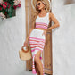 *APP EXCLUSIVE* Striped Cropped Tank and Split Skirt Set