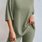 * APP EXCLUSIVE* Round Neck Ribbed Top and Shorts Lounge Set