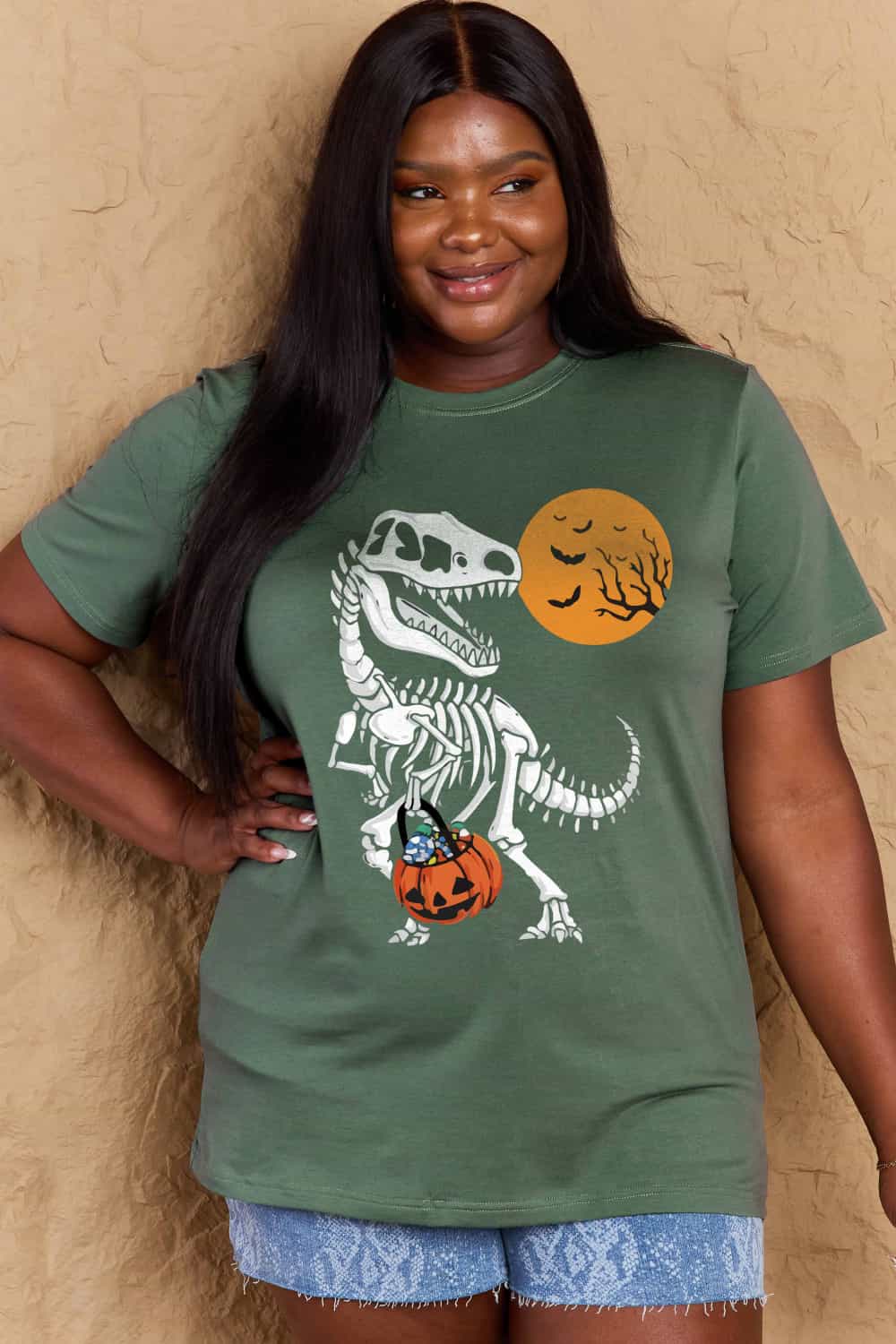 *APP EXCLUSIVE* Dinosaur Skeleton Graphic Cotton Tee