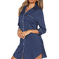 *APP EXCLUSIVE*  Button Up Collared Neck Night Dress with Pocket