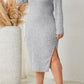*APP EXCLUSIVE* Square Neck Long Sleeve Slit Dress