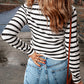 * APP EXCLUSIVE* Striped Collar Long Sleeve Knit Top