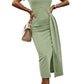 *APP EXCLUSIVE* Cold Shoulder Short Sleeve Split Dress