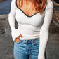 *APP EXCLUSIVE* Contrast Sweetheart Neck Ribbed Top