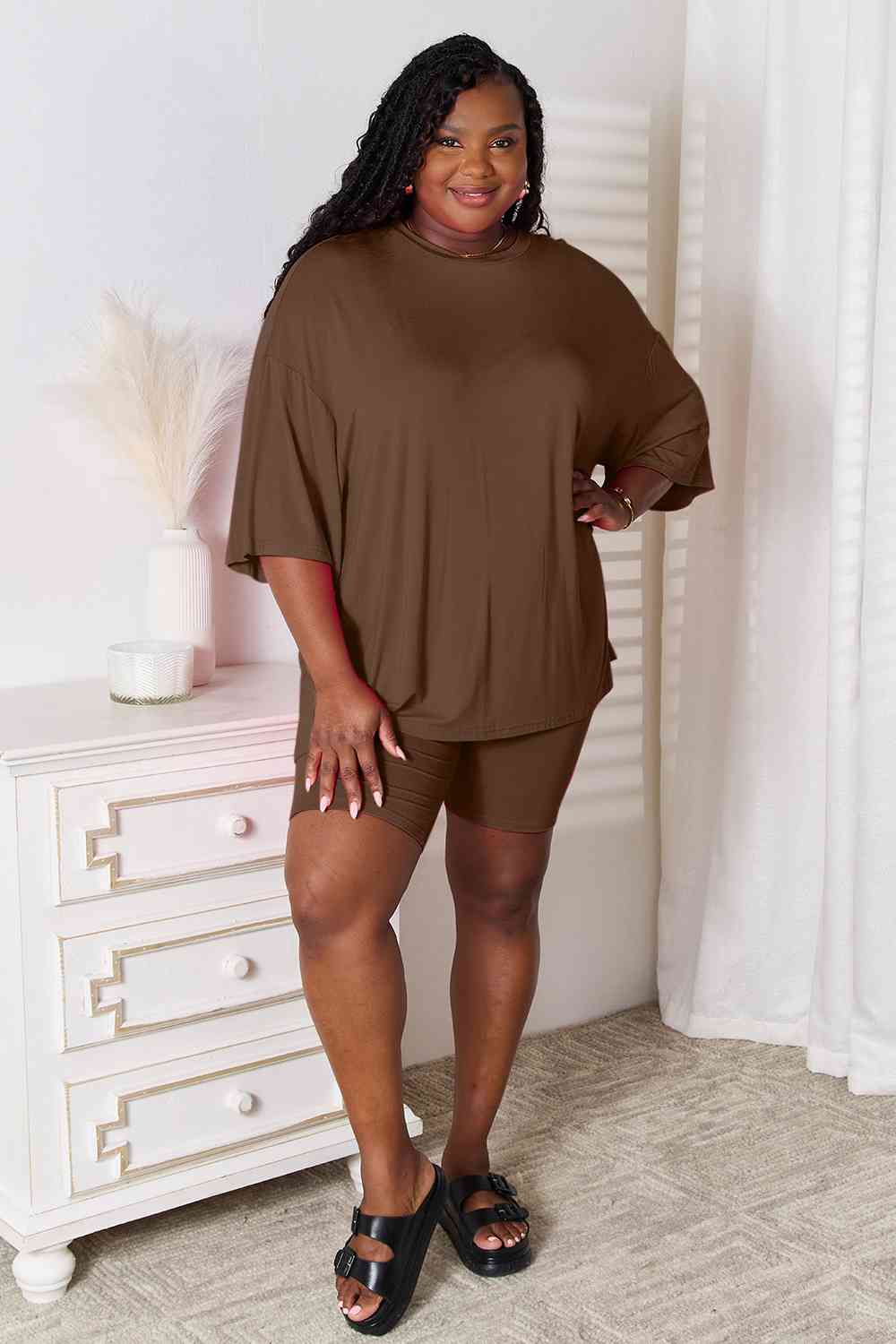 *APP EXCLUSIVE*x Soft Rayon Three-Quarter Sleeve Top and Shorts Set
