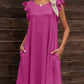 *APP EXCLUSIVE* Round Neck Flutter Sleeve Dress with Pockets