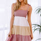 *APP EXCLUSIVE* Colorblock Tie Shoulder Tiered Dress