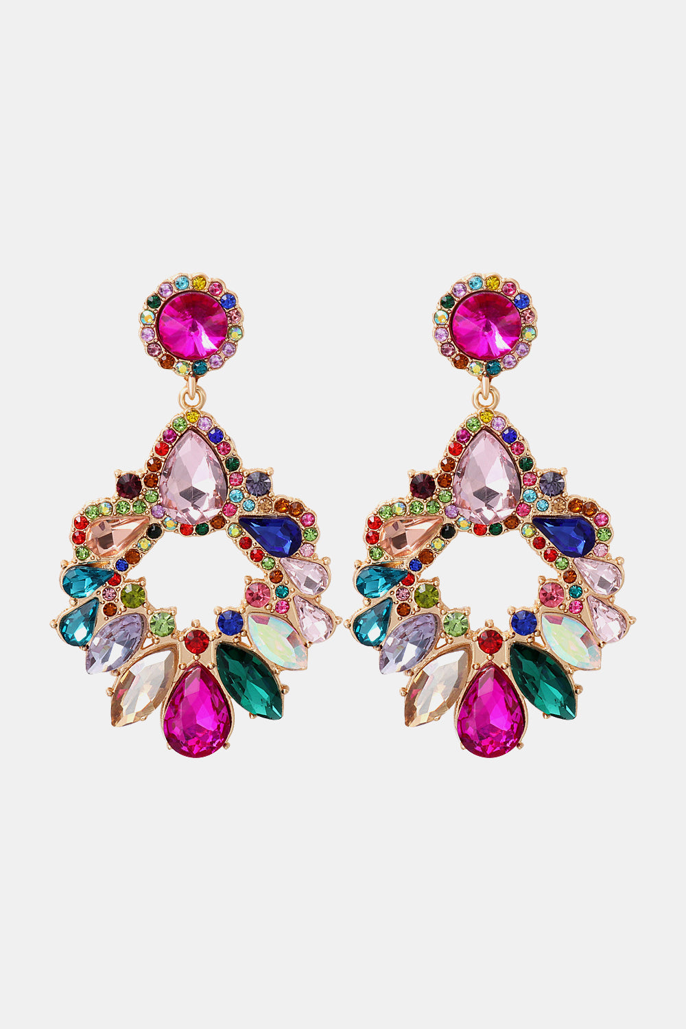 *APP EXCLUSIVE* Bejeweled Glass Stone Dangle Earrings