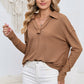 *APP EXCLUSIVE* Lapel Collar Dropped Shoulder Blouse