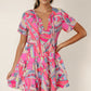 *APP EXCLUSIVE* Multicolored Tie Neck Short Sleeve Tiered Dress