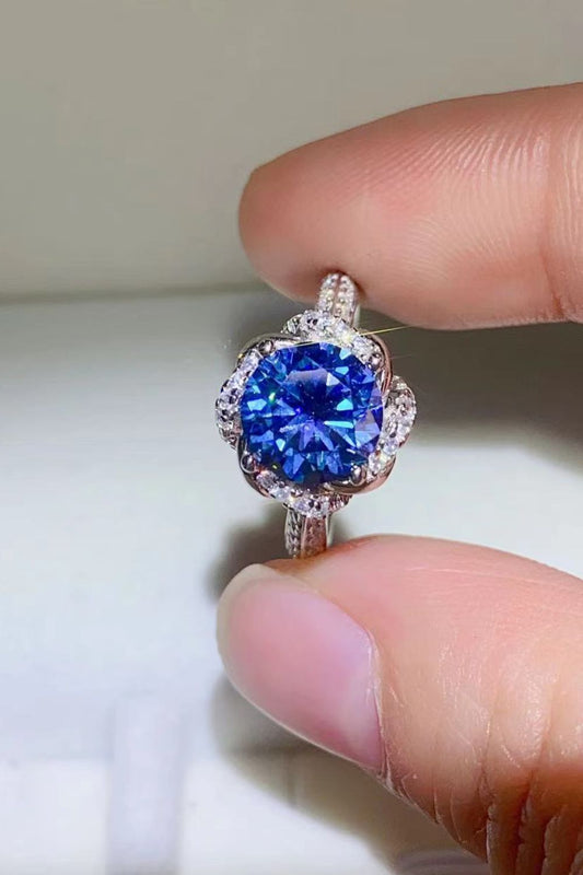 *APP EXCLUSIVE* 2 Carat Cobalt Blue Moissanite 925 Sterling Silver Ring