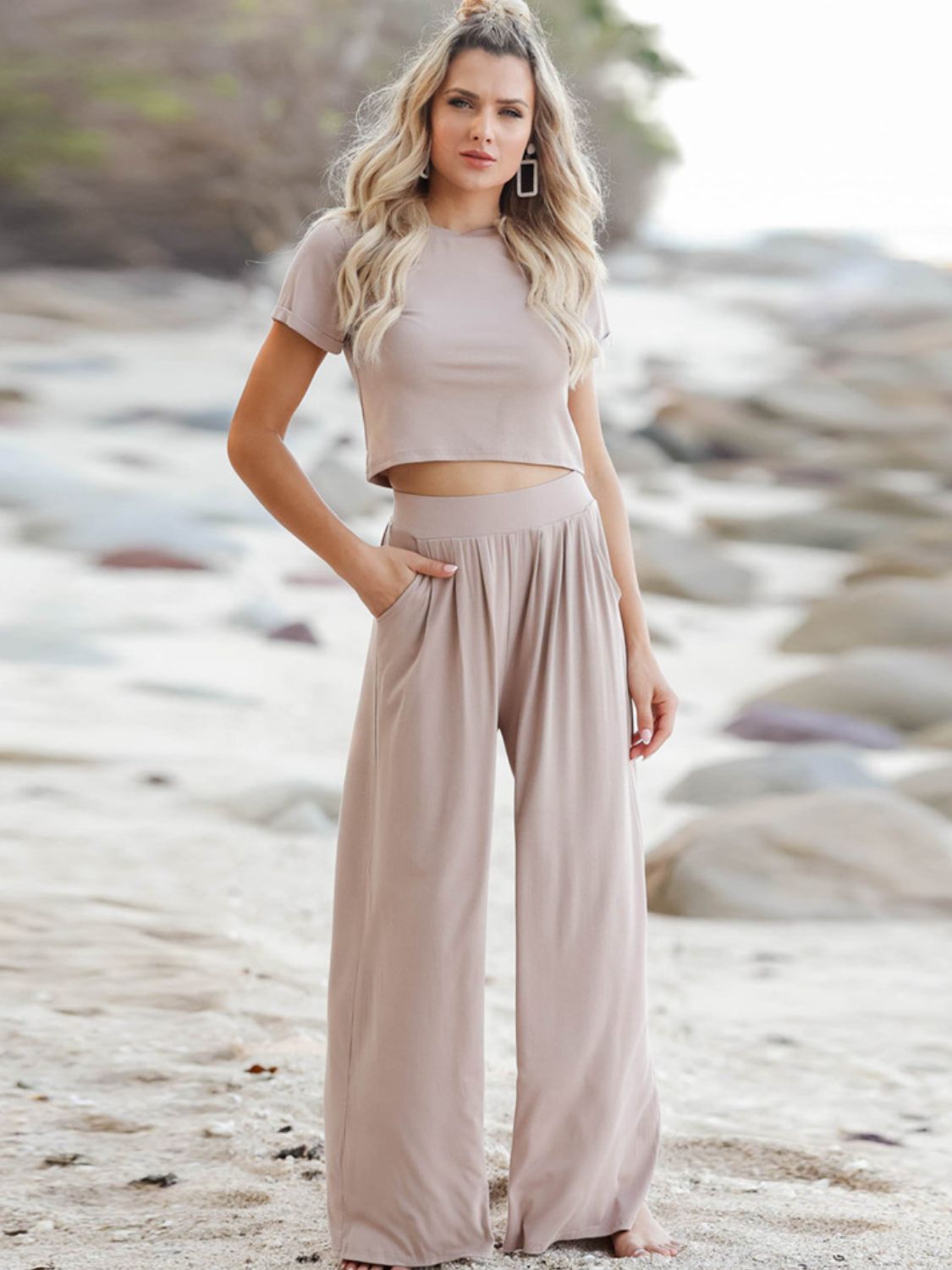 *APP EXCLUSIVE* Crop Top and Wide Leg Pants Set