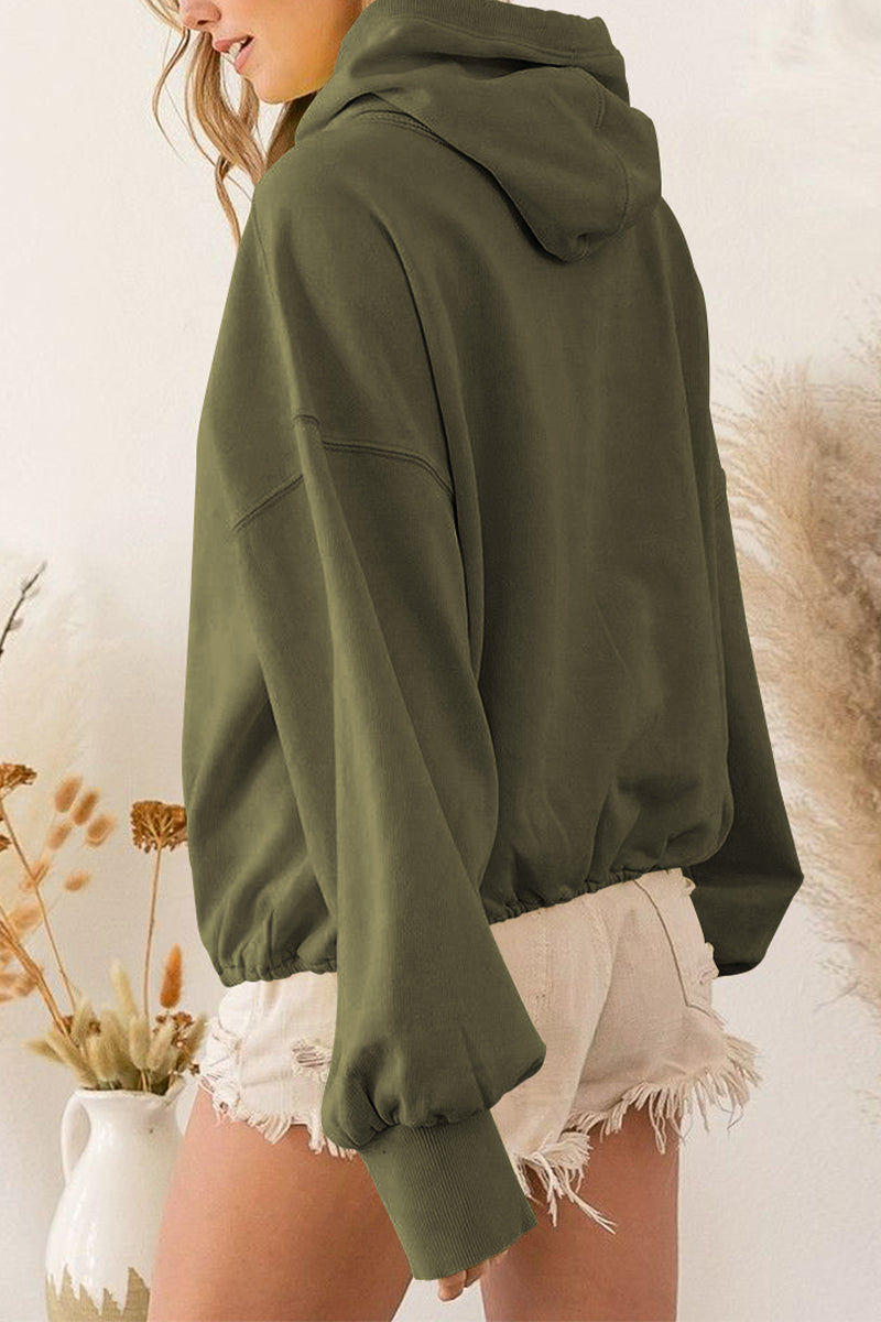 * APP EXCLUSIVE* Zip-Up Dropped Shoulder Hoodie