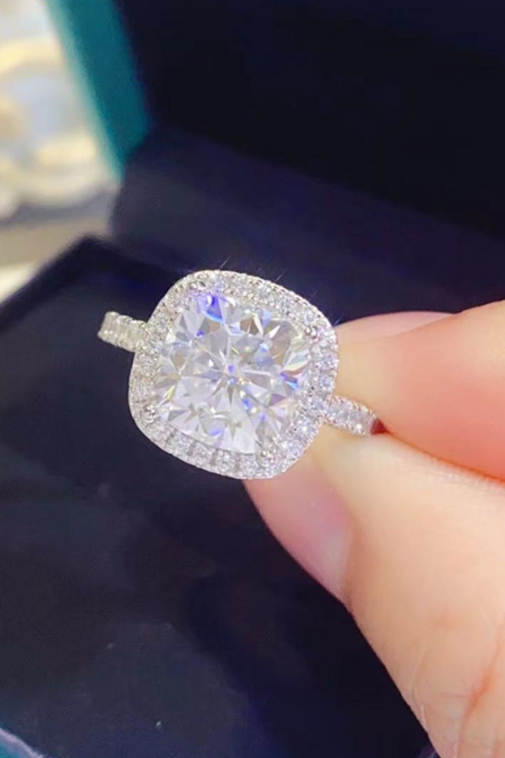 *APP EXCLUSIVE* 3 Carat Moissanite 925 Sterling Silver Square Ring