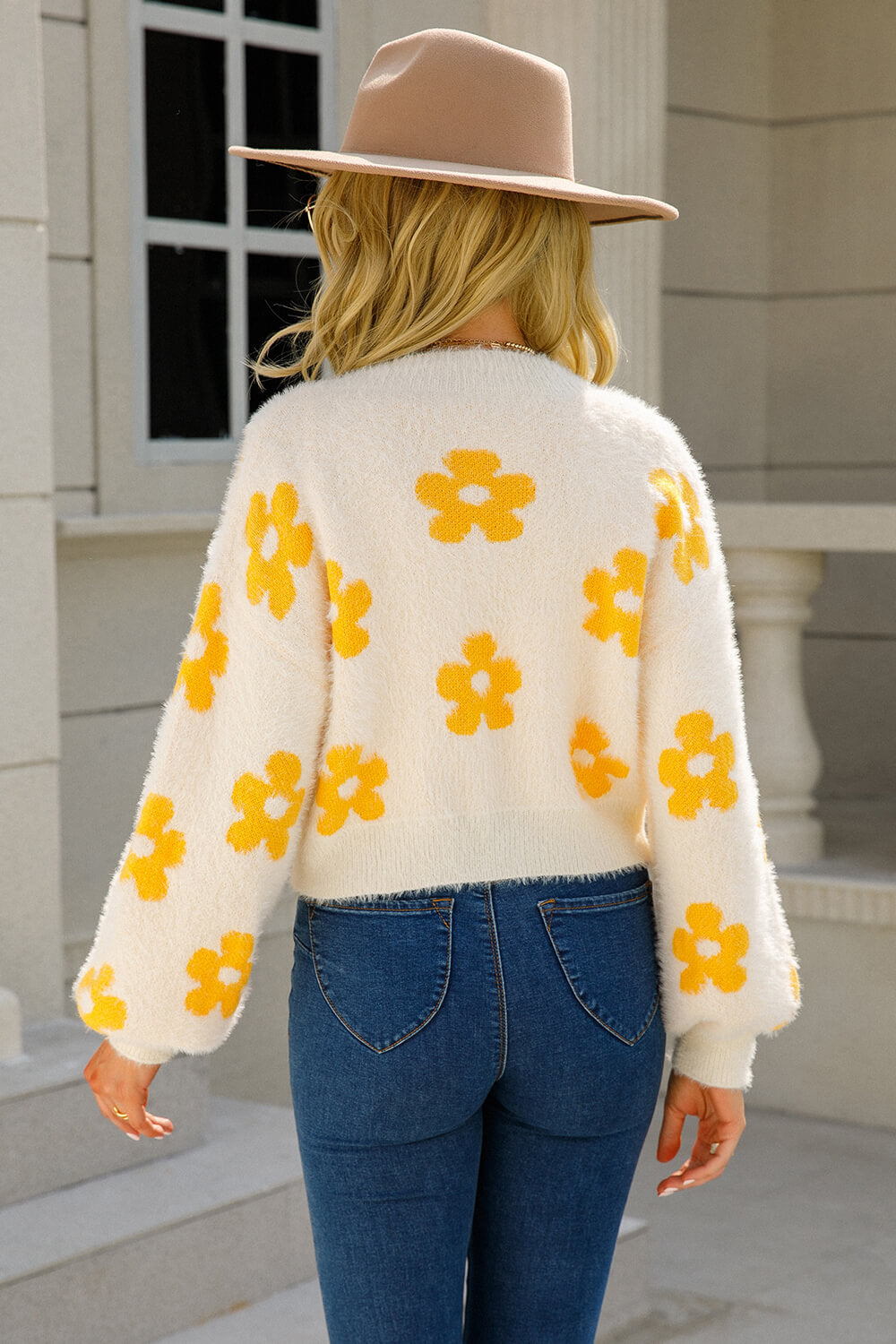 *App Exclusive* Floral Open Front Fuzzy Cardigan