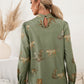 *APP EXCLUSIVE* Leopard Graphic Mock Neck Puff Sleeve Blouse