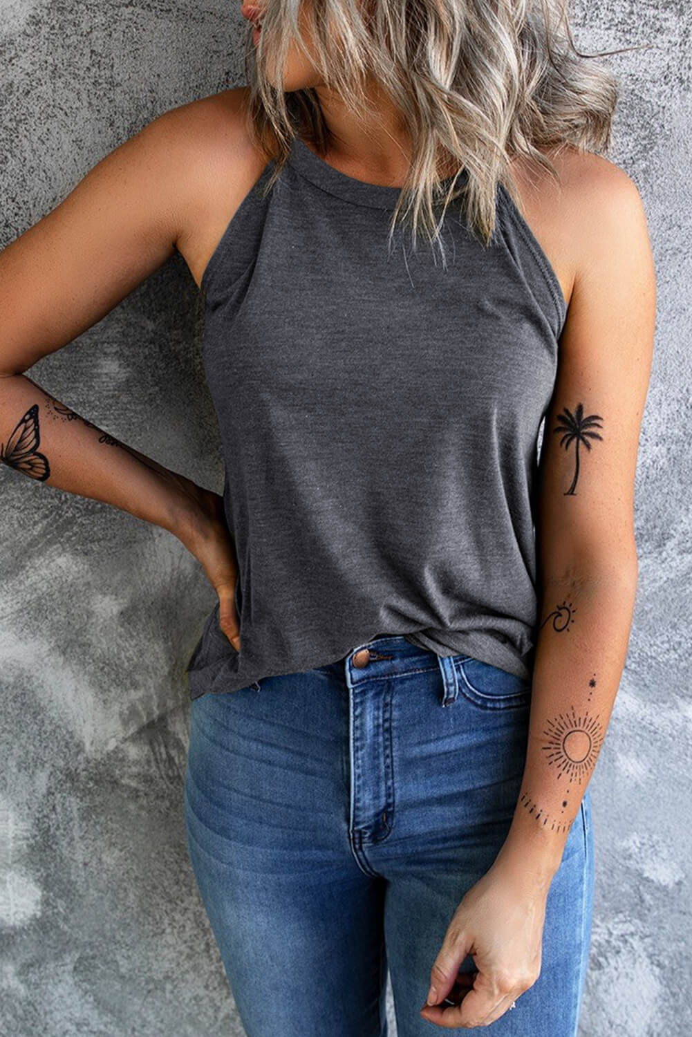 *App Exclusive* Curved Hem Grecian Tank Top